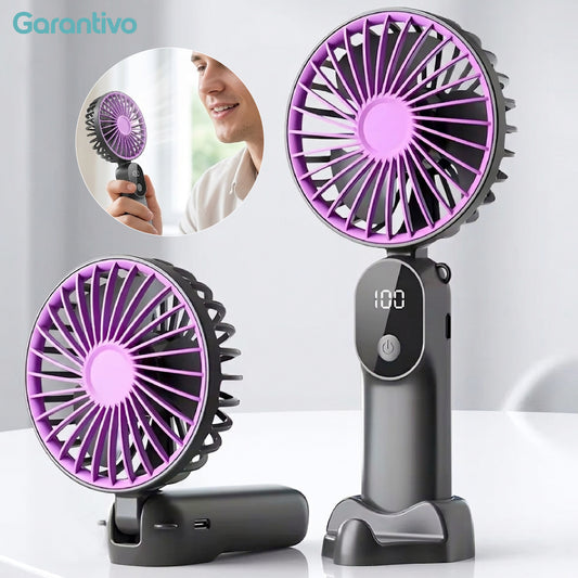 Mini ventilador portátil recargable con pantalla digital