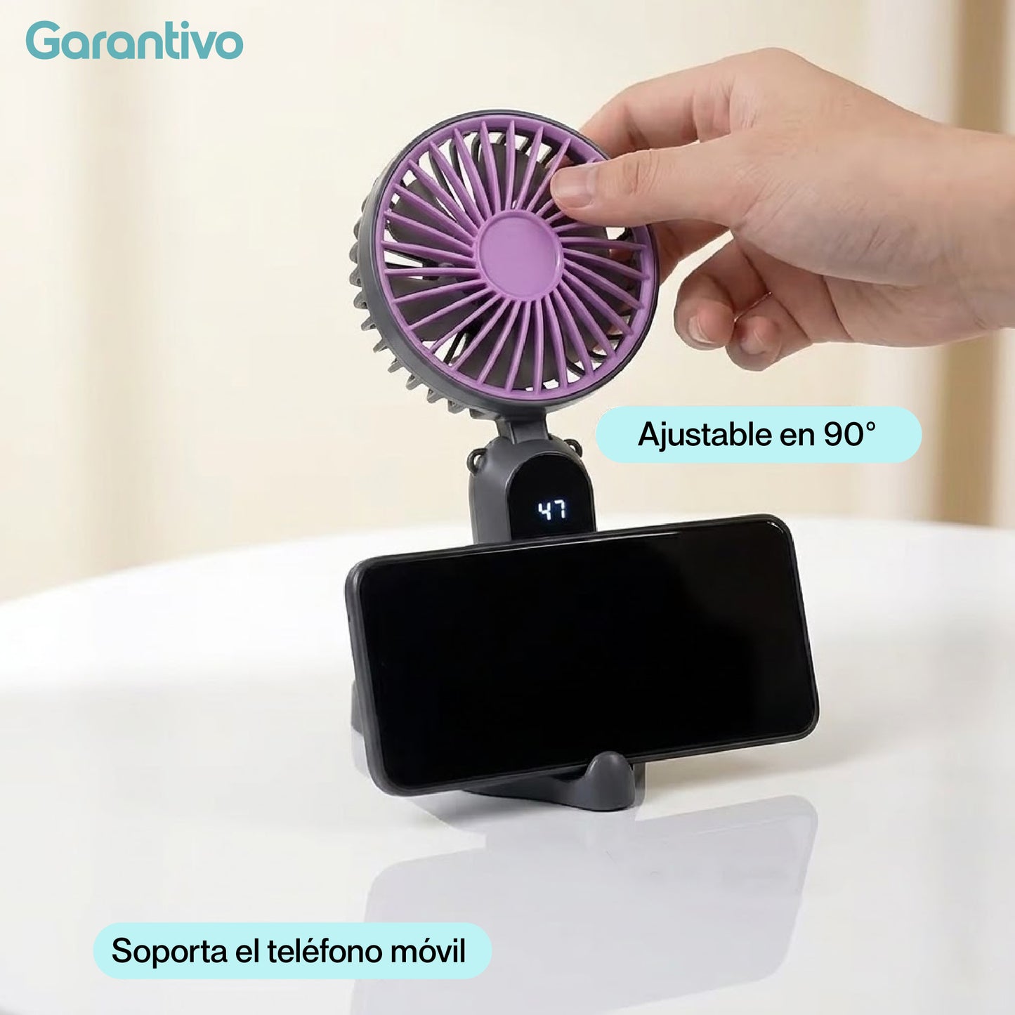 Mini ventilador portátil recargable con pantalla digital