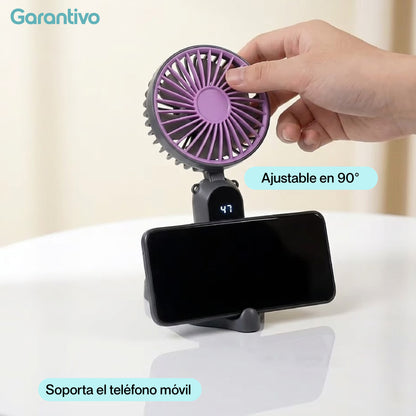 Mini ventilador portátil recargable con pantalla digital