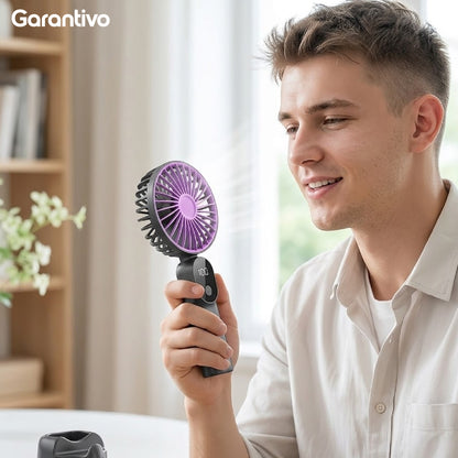 Mini ventilador portátil recargable con pantalla digital