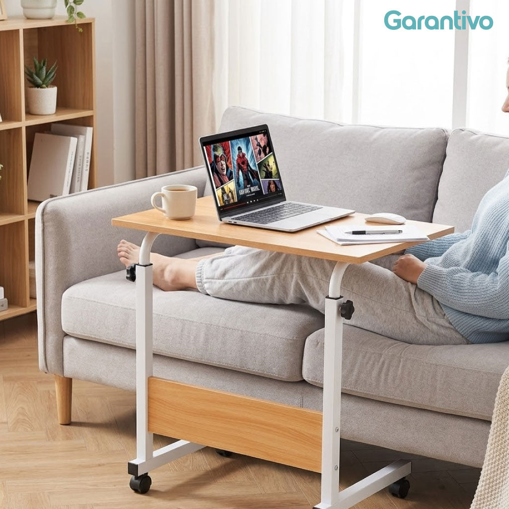 Mesa auxiliar ajustable con ruedas para cama y sofá