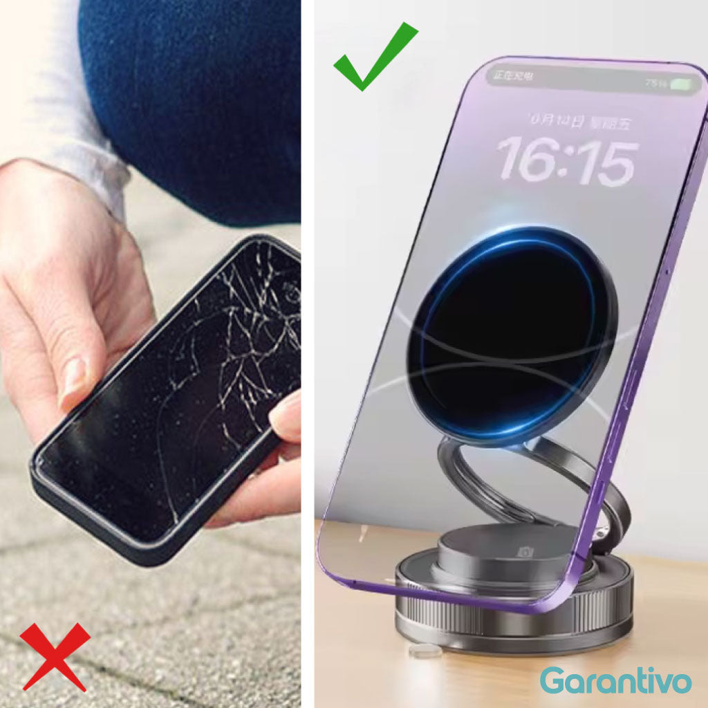 Soporte magnético para teléfono con ventosa y rotación 360°
