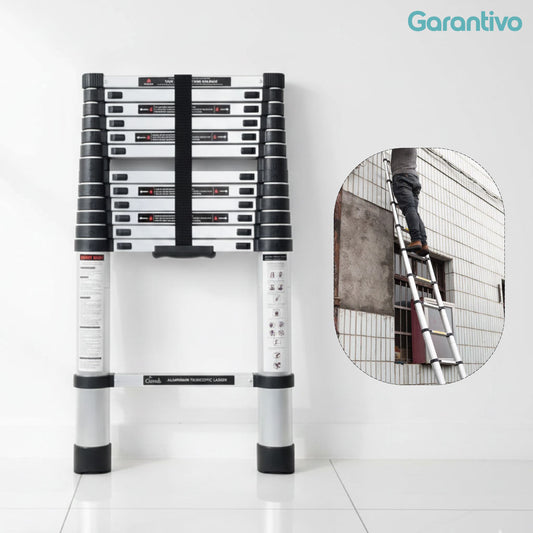 Escalera telescópica de aluminio para trabajos en altura seguros y sin riesgo