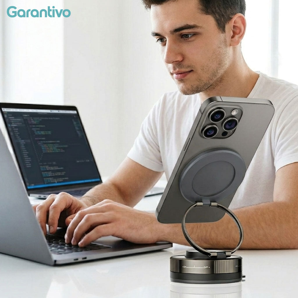 Soporte magnético para teléfono con ventosa y rotación 360°