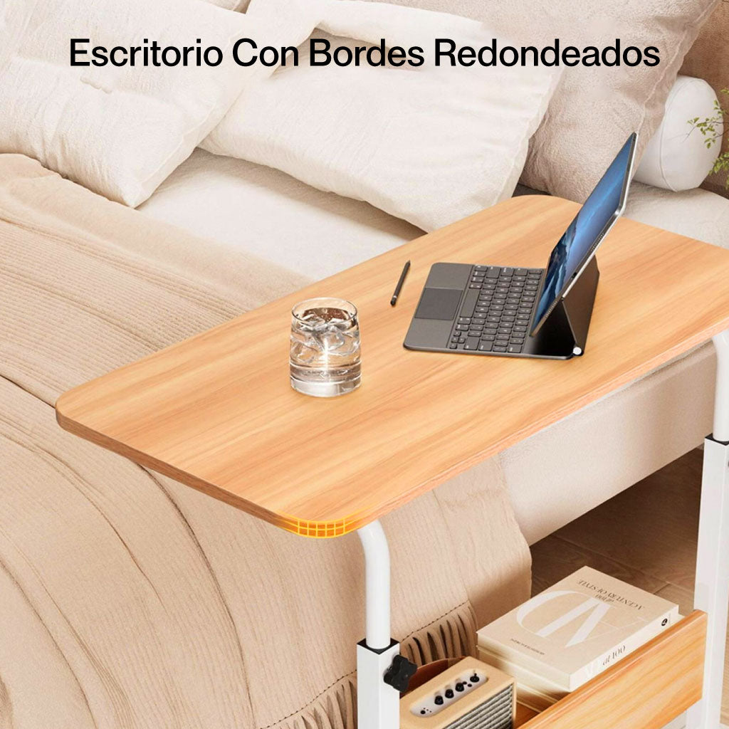 Mesa auxiliar ajustable con ruedas para cama y sofá