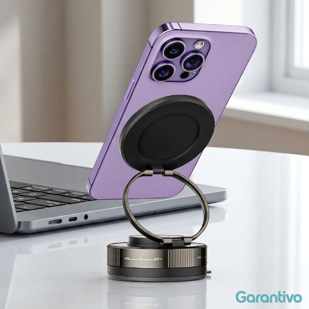 Soporte magnético para teléfono con ventosa y rotación 360°