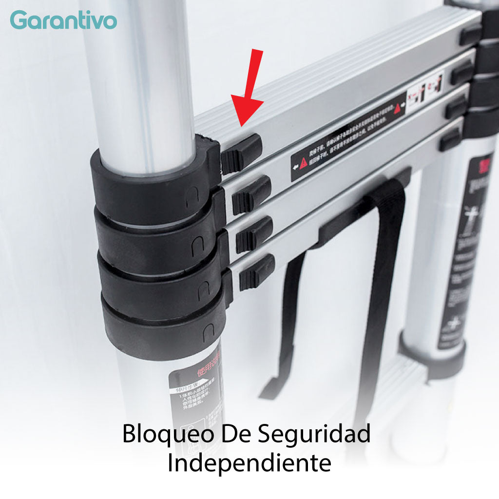 Escalera telescópica de aluminio para trabajos en altura seguros y sin riesgo