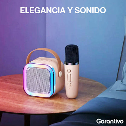 Karaoke portátil inalámbrico con 2 micrófonos