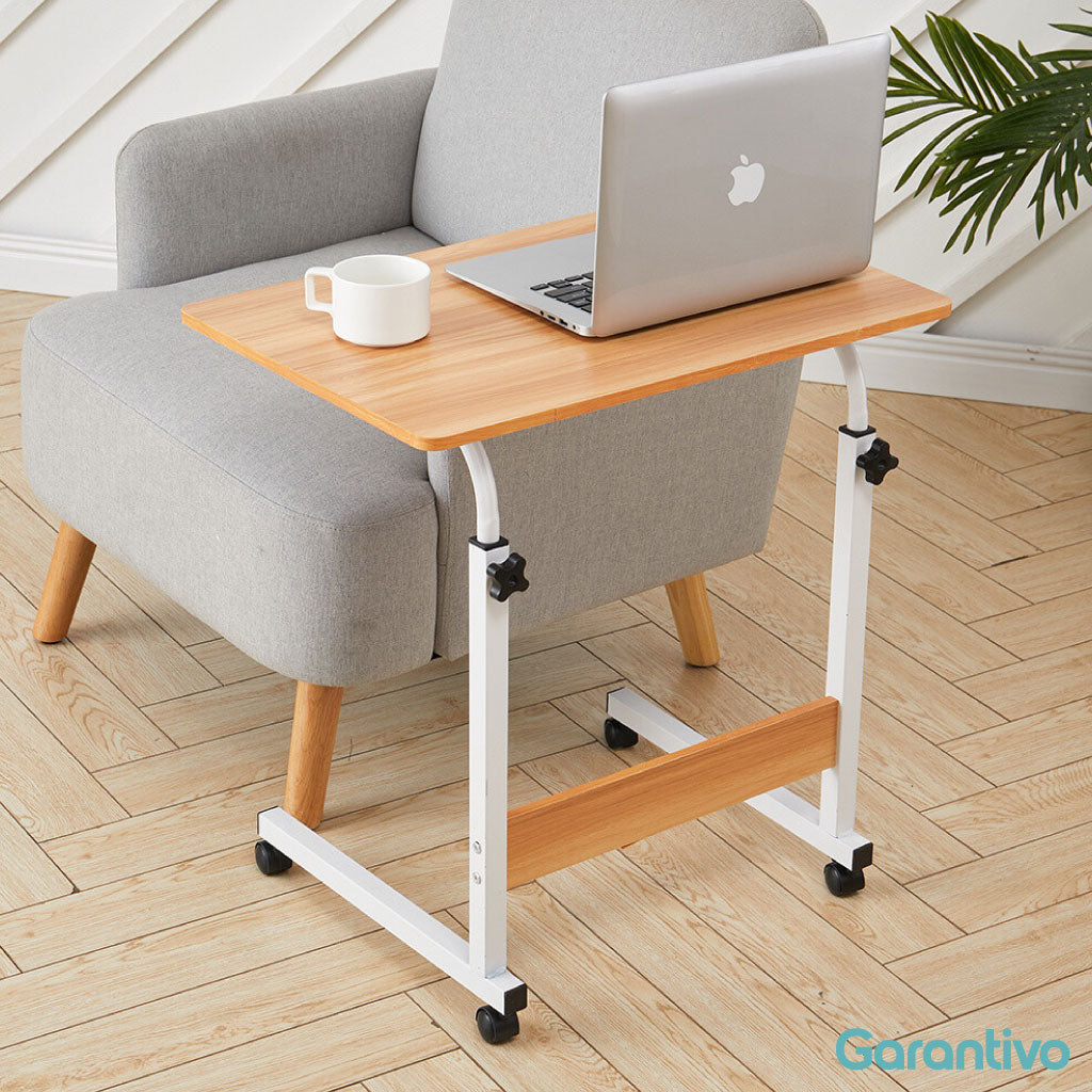 Mesa auxiliar ajustable con ruedas para cama y sofá