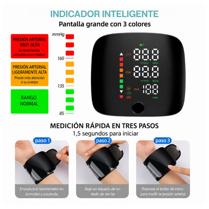 Tensiómetro digital de muñeca con monitor cardíaco inteligente
