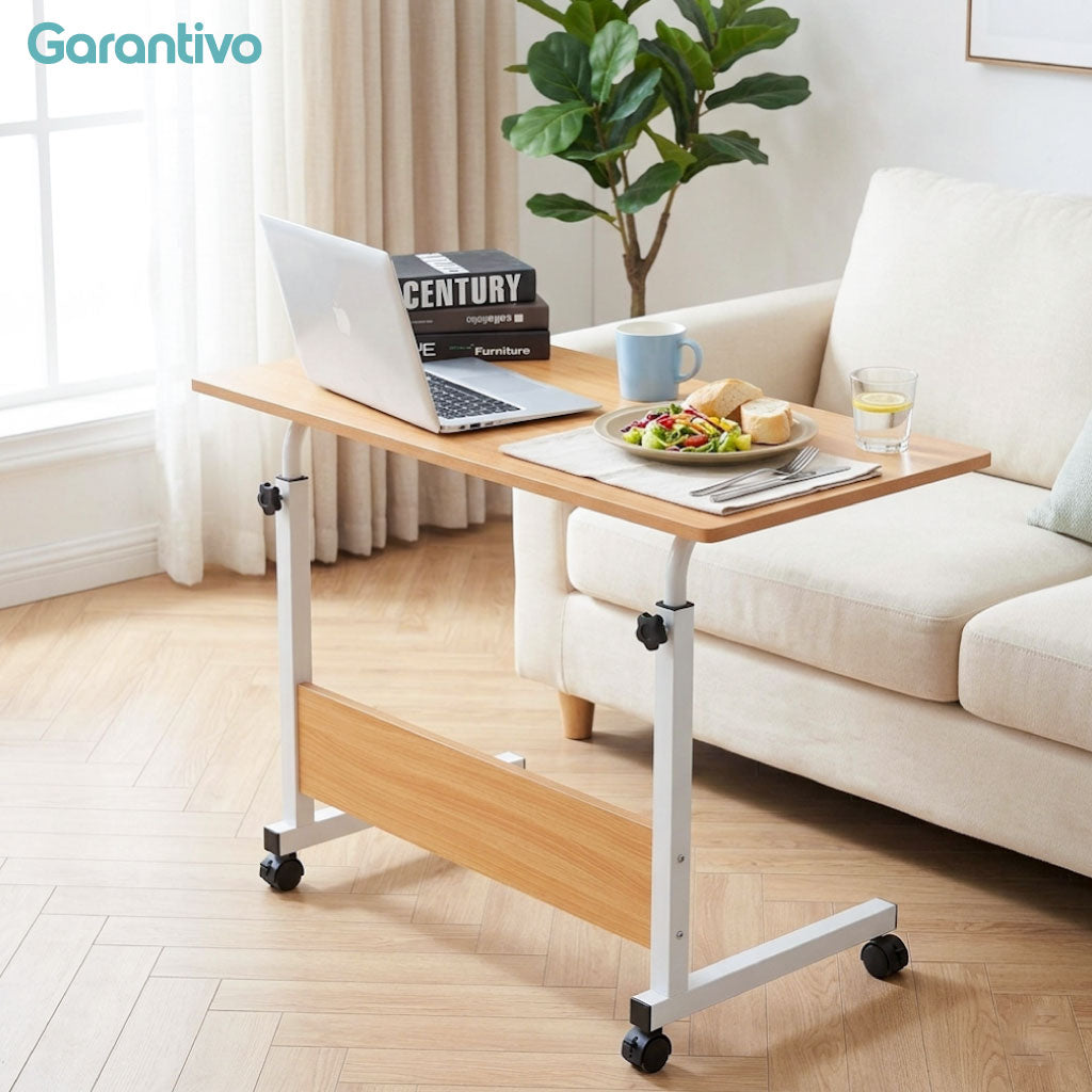 Mesa auxiliar ajustable con ruedas para cama y sofá