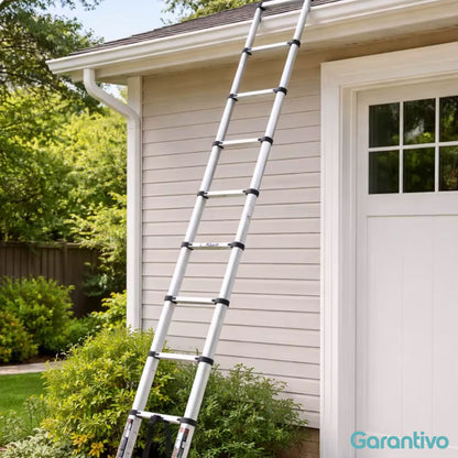 Escalera telescópica de aluminio para trabajos en altura seguros y sin riesgo